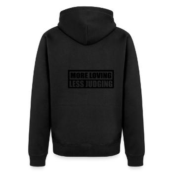 Womens More Loving Less Judging Diversity - Unisex Premium Bio Zip Hoodie - Schwarz - Hinten - Nico (187cm)