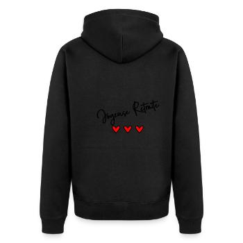 RETRAITE. BONNE RETRAITE. JOYEUSE RETRAITE - Veste à capuche bio Premium Unisexe - noir - Dos - Nico (187cm)