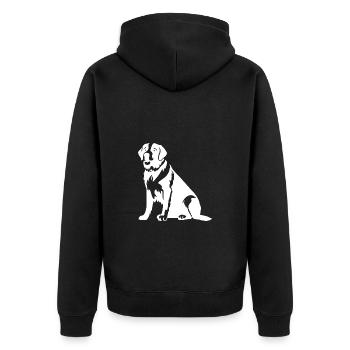 Saint Bernard Hund Silhouette - Unisex Premium Bio Zip Hoodie - Schwarz - Hinten - Nico (187cm)