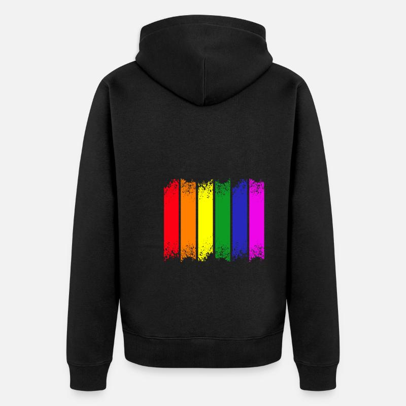 Fierté à rayures arc-en-ciel - Veste à capuche bio Premium Unisexe - noir