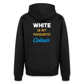 White is my favourite colour - Unisex Premium Bio Zip Hoodie - Schwarz - Hinten - Nico (187cm)