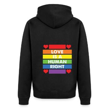 LBGT Flag Gay Pride Human Love Human Right - Unisex Premium Organic Zip Hoodie - black - Back - Nico (187cm)