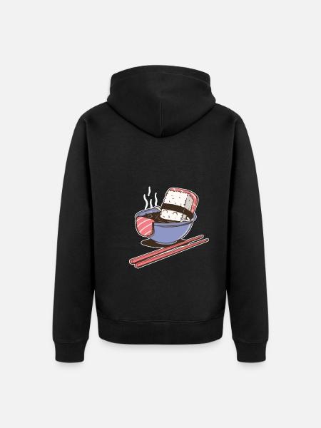 Sushi Suppe Illustration Geschenk - Unisex Premium Bio Zip Hoodie - Schwarz