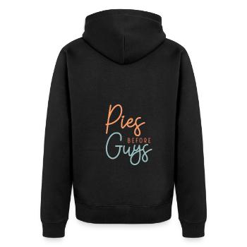 Thanksgiving Pies before Guys - Unisex Premium Bio Zip Hoodie - Schwarz - Hinten - Nico (187cm)