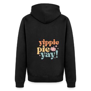Thanksgiving yippie pie yay - Unisex Premium Bio Zip Hoodie - Schwarz - Hinten - Nico (187cm)