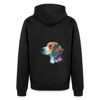 Beagle Hundemotiv - Unisex Premium Bio Zip Hoodie - Schwarz - Hinten - Nico (187cm)