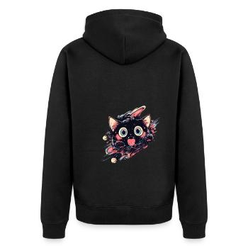 Anime Kawaii Cat Japanese - Unisex Premium Bio Zip Hoodie - Schwarz - Hinten - Nico (187cm)