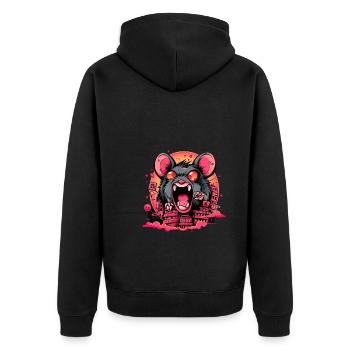 Kawaii Giant Rat Monster - Unisex Premium Bio Zip Hoodie - Schwarz - Hinten - Nico (187cm)