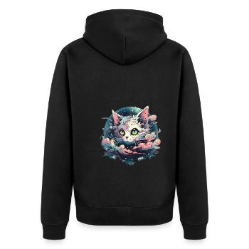 Anime Kawaii Cat Japanese - Unisex Premium Bio Zip Hoodie - Schwarz - Hinten - Nico (187cm)