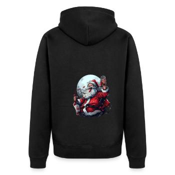 Drunk Santa Funny Christmas Drinking - Unisex Premium Organic Zip Hoodie - black - Back - Nico (187cm)