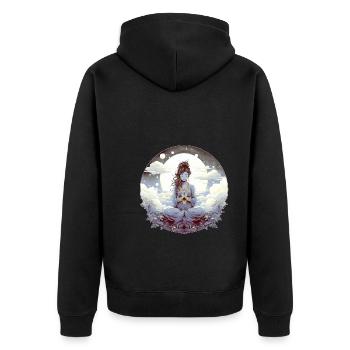 Meditation - Unisex Premium Bio Zip Hoodie - Schwarz - Hinten - Nico (187cm)