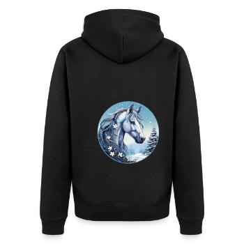 Cheval avec flocons de neige - Veste à capuche bio Premium Unisexe - noir - Dos - Nico (187cm)