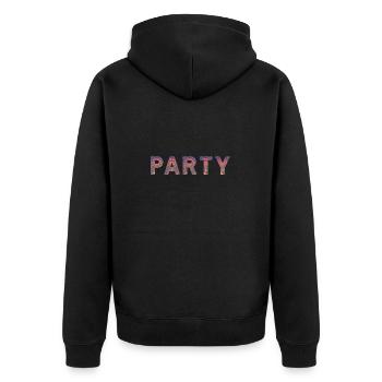 Psychedelische Party - Unisex Premium Bio Zip Hoodie - Schwarz - Hinten - Nico (187cm)