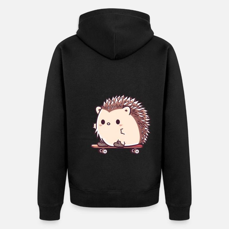 Patinage hérisson mignon - Veste à capuche bio Premium Unisexe - noir