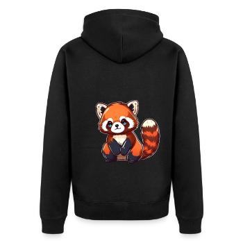 Roter Panda - Unisex Premium Bio Zip Hoodie - Schwarz - Hinten - Nico (187cm)