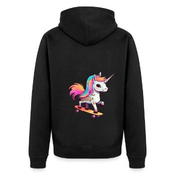 Unicorn on a skateboard - Unisex Premium Organic Zip Hoodie - black - Back - Nico (187cm)