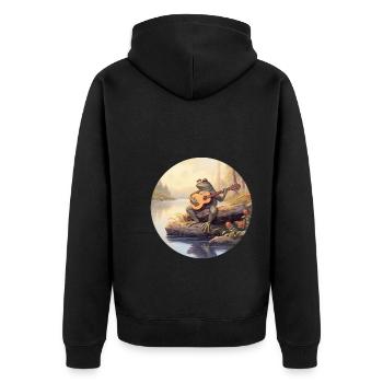 Frog joue du banjo - Veste à capuche bio Premium Unisexe - noir - Dos - Nico (187cm)