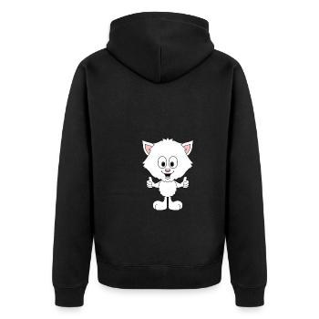 KATZE - LIKE - LIKEN - MÖGEN - TIER - KIND - BABY - Unisex Premium Bio Zip Hoodie - Schwarz - Hinten - Nico (187cm)