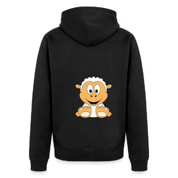 SCHAF - SHEEP - TIER - KIND - BABY - TIERISCH - Unisex Premium Bio Zip Hoodie - Schwarz - Hinten - Nico (187cm)