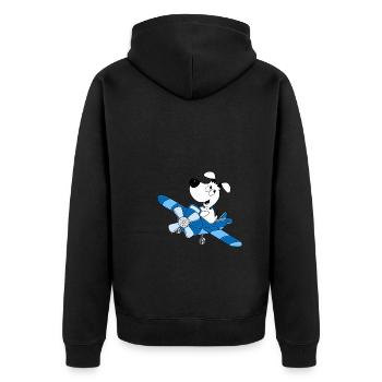 HUND - FLUGZEUG - TIER - KIND - BABY - Unisex Premium Bio Zip Hoodie - Schwarz - Hinten - Nico (187cm)