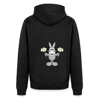 ESEL - BLUMEN - TIER - KIND - BABY - TIERISCH - Unisex Premium Bio Zip Hoodie - Schwarz - Hinten - Nico (187cm)