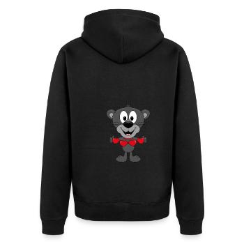 LIEBE - LOVE - PANTHER - TIER - TIERLIEB - KIND - Unisex Premium Bio Zip Hoodie - Schwarz - Hinten - Nico (187cm)