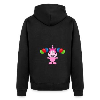 EINHORN - LUFTBALLONS - KIND - BABY - TIERISCH - Unisex Premium Bio Zip Hoodie - Schwarz - Hinten - Nico (187cm)