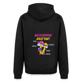 Mushroom Anatomy Gills Scales - Unisex Premium Bio Zip Hoodie - Schwarz - Hinten - Nico (187cm)