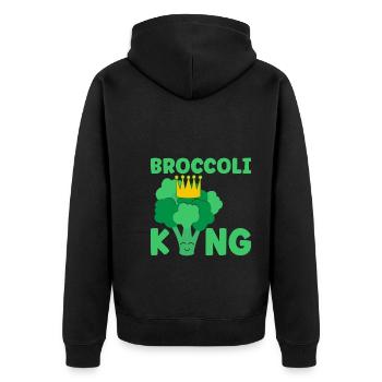 Broccoli King - Unisex Premium Bio Zip Hoodie - Schwarz - Hinten - Nico (187cm)