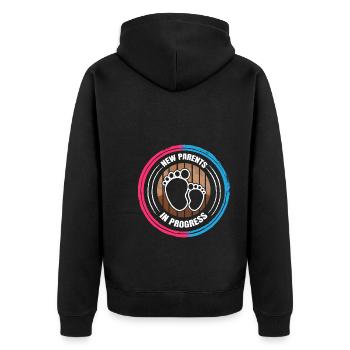 Werdender Papa und werdende Mama Baby Vorhersage - Unisex Premium Bio Zip Hoodie - Schwarz - Hinten - Nico (187cm)