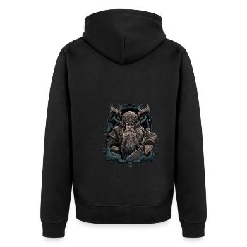 Wikinger Nordmann: Elegantes nordisches Design - Unisex Premium Bio Zip Hoodie - Schwarz - Hinten - Nico (187cm)
