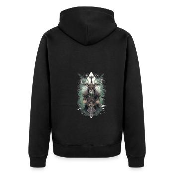 Wikinger Nordmann: Elegantes nordisches Design - Unisex Premium Bio Zip Hoodie - Schwarz - Hinten - Nico (187cm)