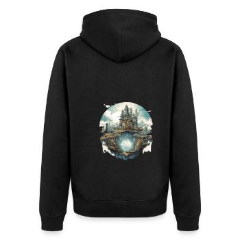 Futuristic life on planets - Unisex Premium Organic Zip Hoodie - black - Back - Nico (187cm)