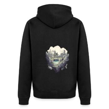 Futuristic life on planets - Unisex Premium Organic Zip Hoodie - black - Back - Nico (187cm)