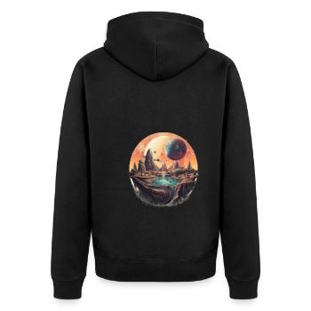 Futuristic life on planets - Unisex Premium Organic Zip Hoodie - black - Back - Nico (187cm)