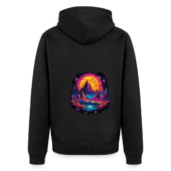 Futuristic life on planets - Unisex Premium Organic Zip Hoodie - black - Back - Nico (187cm)