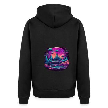 Futuristic life on planets - Unisex Premium Organic Zip Hoodie - black - Back - Nico (187cm)