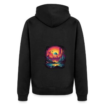 Futuristic life on planets - Unisex Premium Organic Zip Hoodie - black - Back - Nico (187cm)