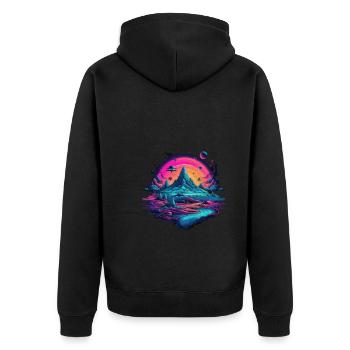 Futuristic life on planets - Unisex Premium Organic Zip Hoodie - black - Back - Nico (187cm)