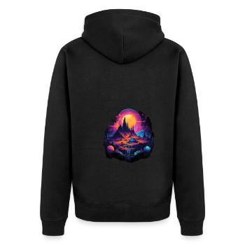 Futuristic life on planets - Unisex Premium Organic Zip Hoodie - black - Back - Nico (187cm)