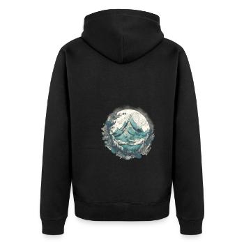 Natur Abenteuer Wandern Camping Design - Unisex Premium Bio Zip Hoodie - Schwarz - Hinten - Nico (187cm)