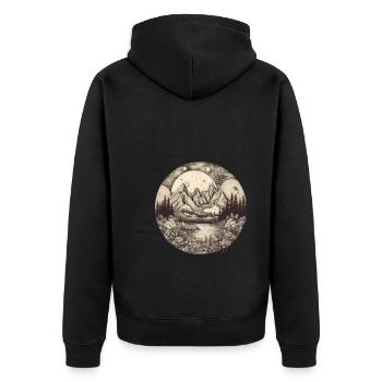 Natur Abenteuer Wandern Camping Design - Unisex Premium Bio Zip Hoodie - Schwarz - Hinten - Nico (187cm)