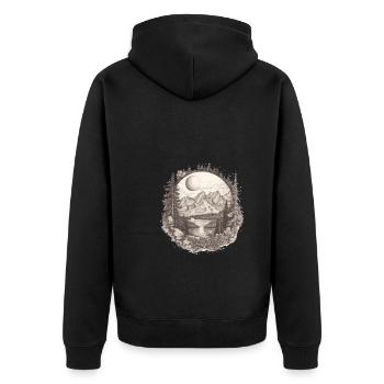 Natur Abenteuer Wandern Camping Design - Unisex Premium Bio Zip Hoodie - Schwarz - Hinten - Nico (187cm)