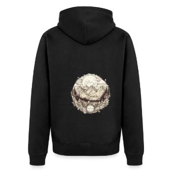 Natur Abenteuer Wandern Camping Design - Unisex Premium Bio Zip Hoodie - Schwarz - Hinten - Nico (187cm)