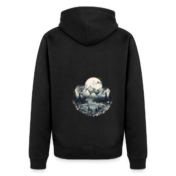 Natur Abenteuer Wandern Camping Design - Unisex Premium Bio Zip Hoodie - Schwarz - Hinten - Nico (187cm)