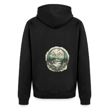 Natur Abenteuer Wandern Camping Design - Unisex Premium Bio Zip Hoodie - Schwarz - Hinten - Nico (187cm)