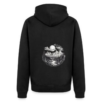 Natur Abenteuer Wandern Camping Design - Unisex Premium Bio Zip Hoodie - Schwarz - Hinten - Nico (187cm)