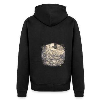 Natur Abenteuer Wandern Camping Design - Unisex Premium Bio Zip Hoodie - Schwarz - Hinten - Nico (187cm)