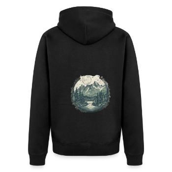 Natur Abenteuer Wandern Camping Design - Unisex Premium Bio Zip Hoodie - Schwarz - Hinten - Nico (187cm)