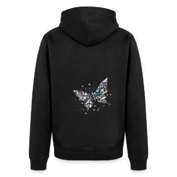 Origami Schmetterling Japanische Kunst - Unisex Premium Bio Zip Hoodie - Schwarz - Hinten - Nico (187cm)